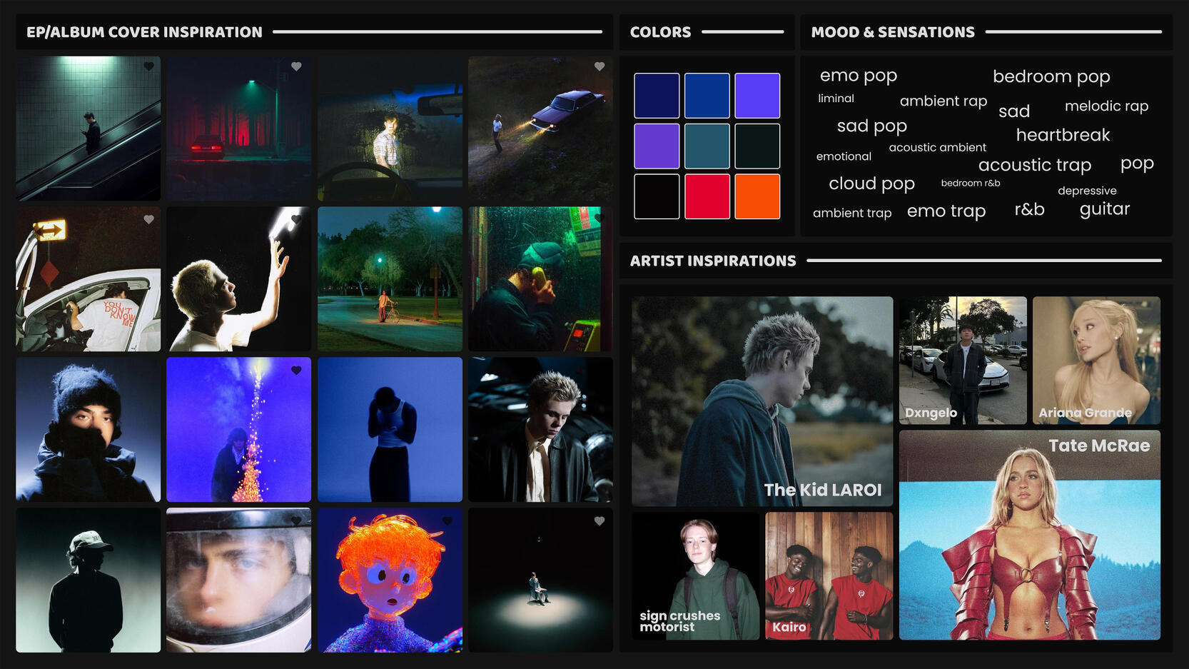 Moodboard pour un album/DA d&#39;artiste
